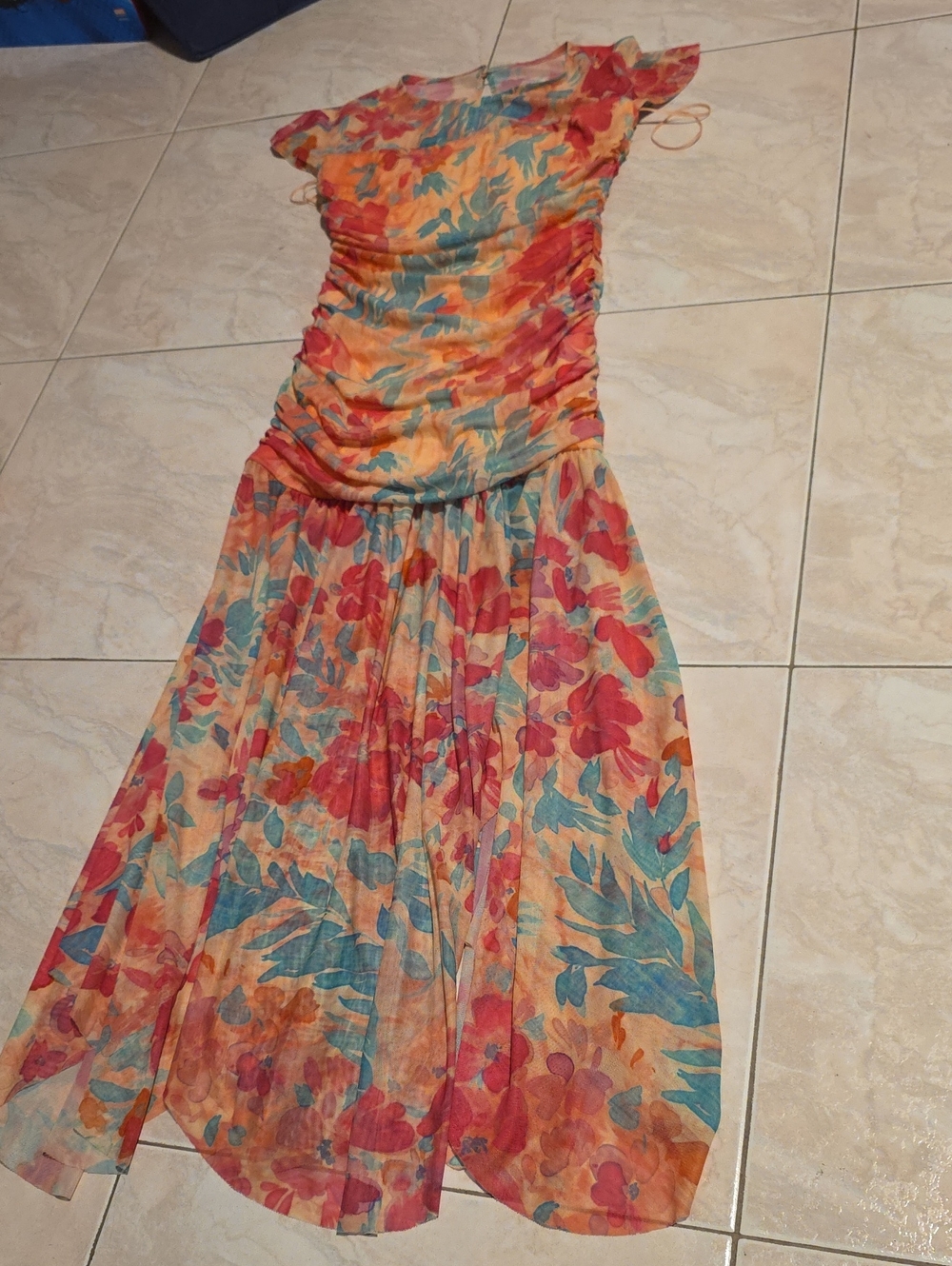 Steve Madden Orange & Teal Floral Maxi Dress